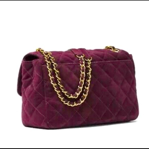 Michael Michael Kors Sloan plum Quilted Suede Large Chain Shoulder Bag - Picture 3 of 7